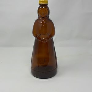 Vintage Amber Glass Mrs. Buttersworth Glass Jar